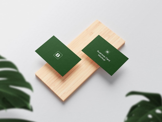 maqueta de tarjetas de visita de fondo de madera mínima limpia psd en capas editable