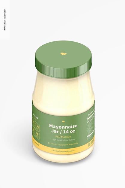 Maqueta de Tarro de Mayonesa de 14 oz, Vista Isométrica
