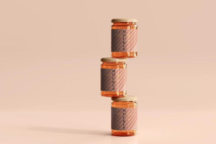 PSD maqueta de tarro de vidrio ámbar