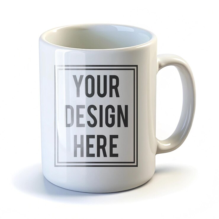 Maqueta de una taza de café blanca de cerámica