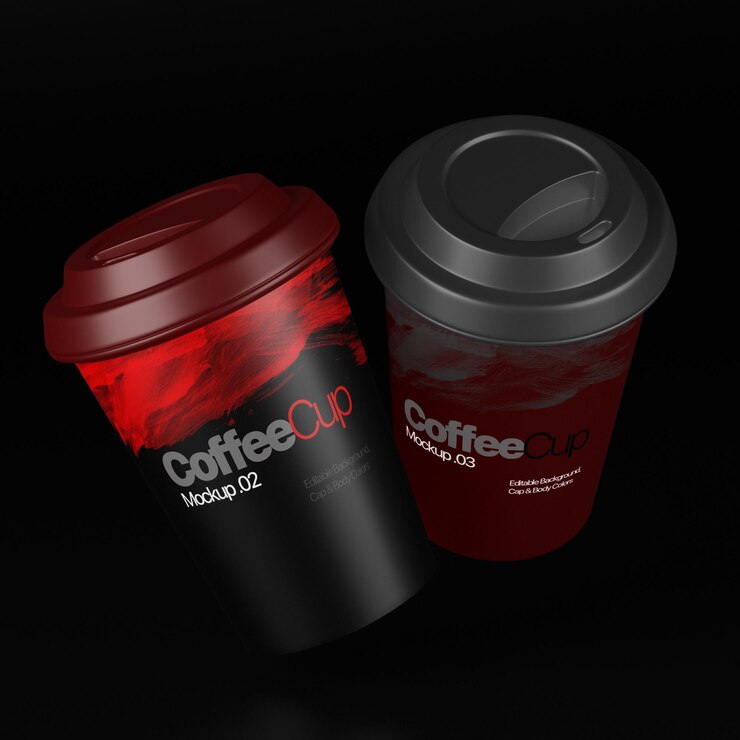 Maqueta de taza de café de gravedad PSD