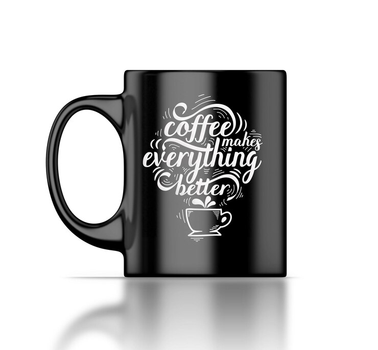 PSD maqueta de taza de café negra para su logotipo