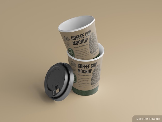 Maqueta de taza de café de papel desechable