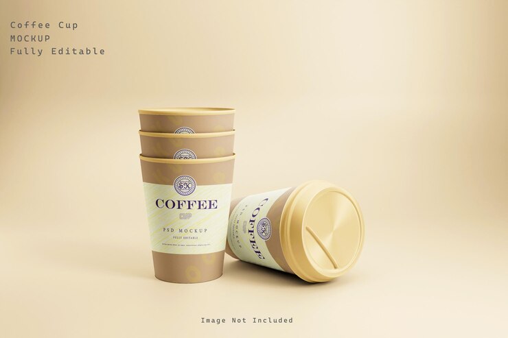 Maqueta de taza de café de papel para llevar Premium Psd