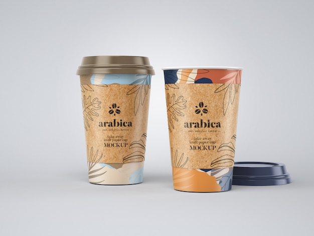 Maqueta de taza de café de papel para llevar