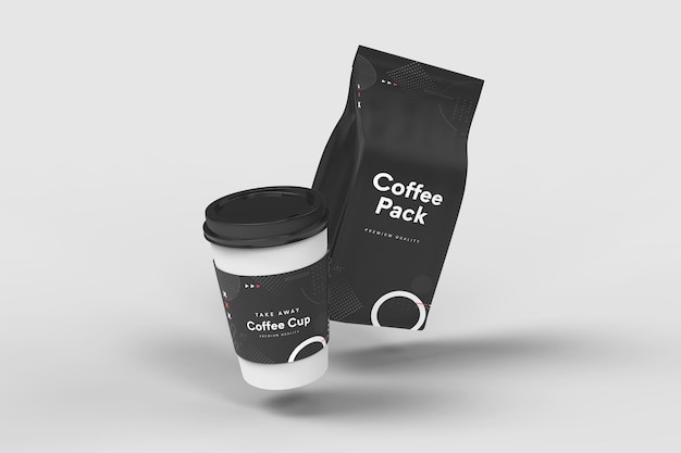 Maqueta de taza de café de papel para llevar