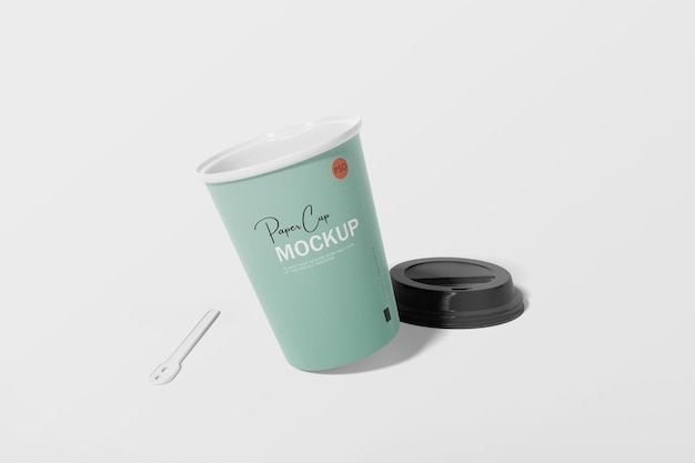 Maqueta de taza de café con tapa