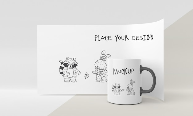 Maqueta de taza de cerámica con diseño personalizado