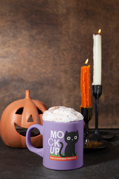 PSD maqueta de taza de merchandising de halloween