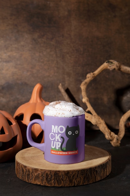 PSD maqueta de taza de merchandising de halloween