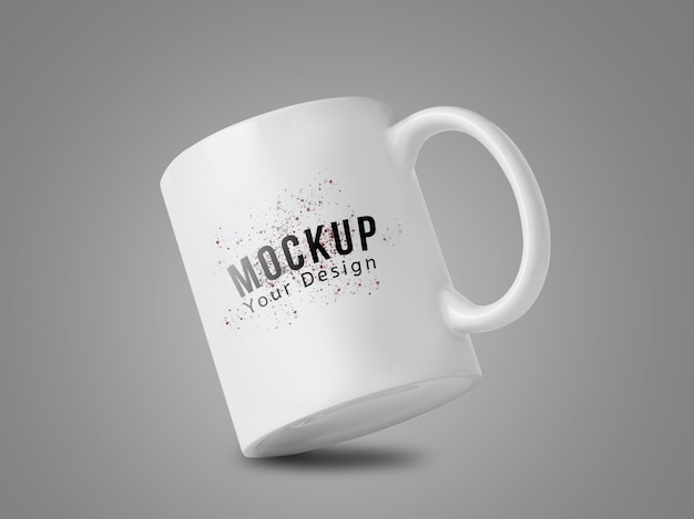 Maqueta de taza de taza blanca para su diseño sobre fondo gris