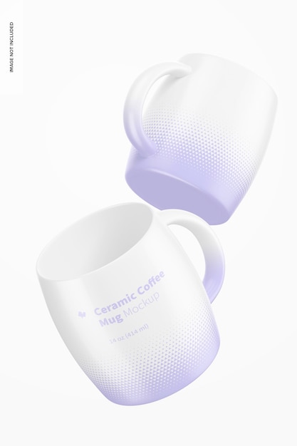 Maqueta de tazas de café de cerámica de 14 oz, flotante