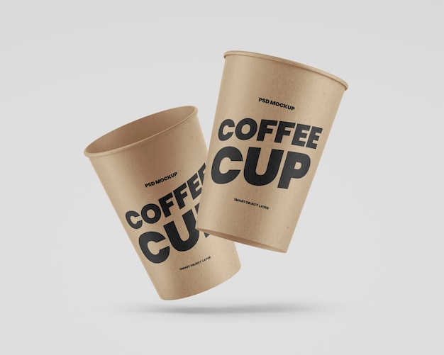 Maqueta de tazas de café kraft