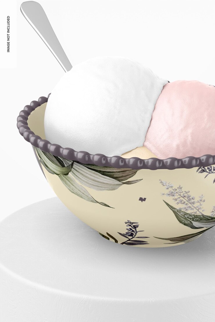PSD maqueta de tazón de postre, primer plano