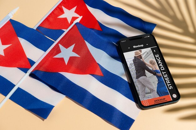 PSD maqueta de teléfono de estética cubana