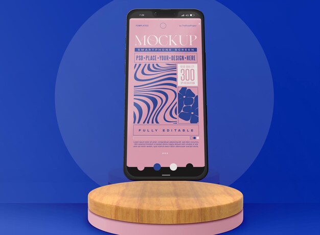 Maqueta de teléfono inteligente 3d en podio