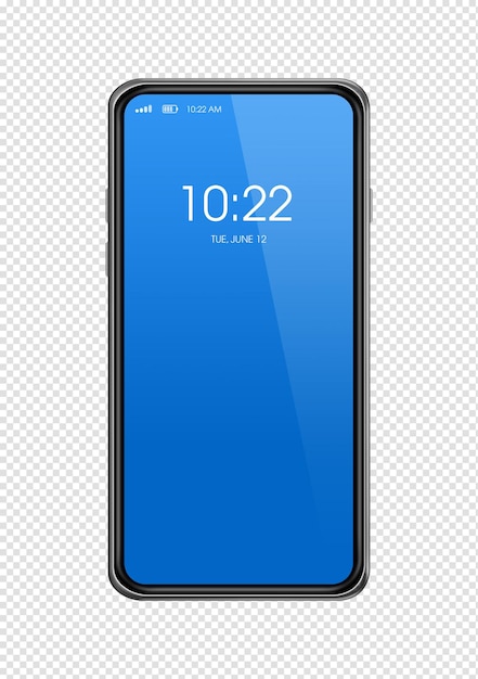 Maqueta de teléfono inteligente azul aislada en ilustración 3D de fondo transparente