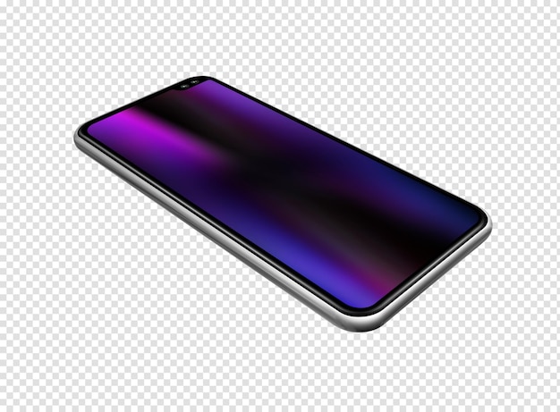 Maqueta de teléfono inteligente en blanco aislada sobre fondo transparente 3D render