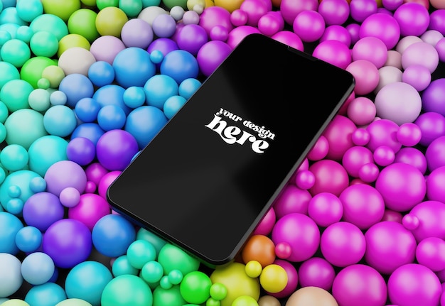 PSD maqueta de teléfono inteligente en colores de fondo