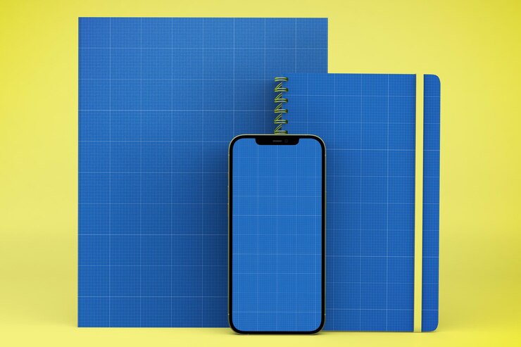 PSD maqueta de teléfono inteligente, cuaderno y página