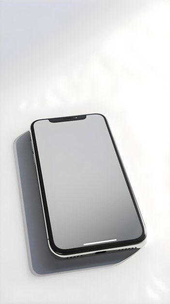 Maqueta de teléfono inteligente con pantalla en blanco aislada en fondo blanco renderizado en 3d