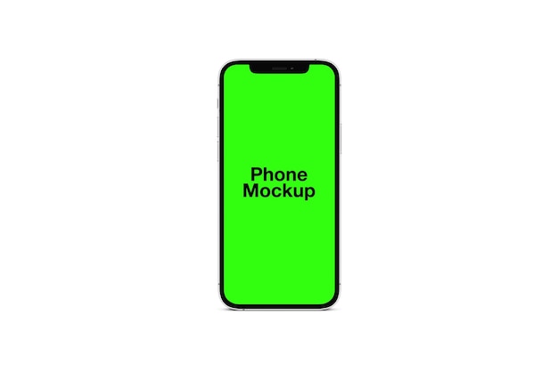 una maqueta de teléfono verde que está en un fondo blanco