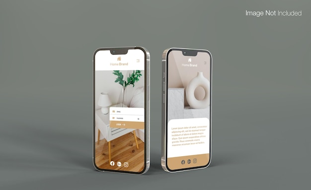 Maqueta de teléfonos realistas con vista lateral en una pantalla gris aislada render psd