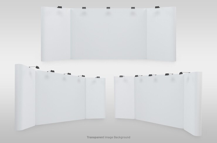 PSD maqueta de telón de fondo de exhibición con en un fondo de imagen transparente aislado renderización 3d