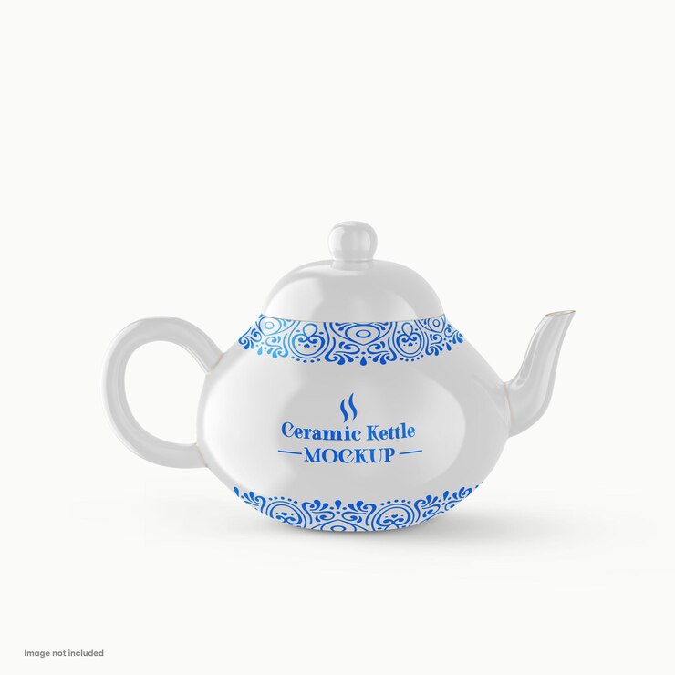 Maqueta de tetera de cerámica brillante japonesa, maqueta de contenedor de té o café