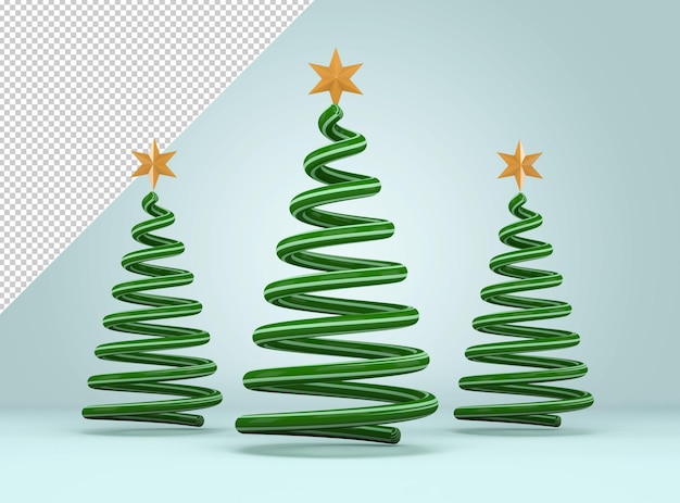 PSD maqueta de tres árboles de navidad