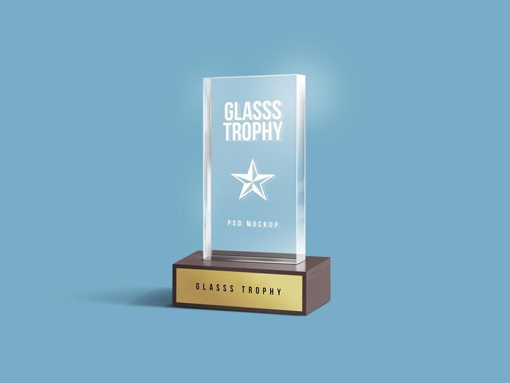 PSD maqueta de trofeo de cristal