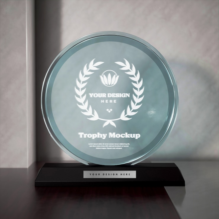 PSD maqueta de trofeo de vidrio