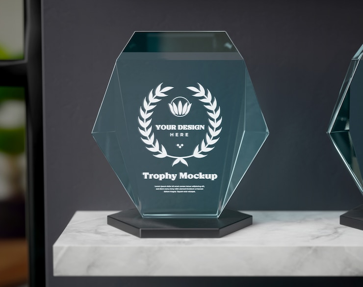 PSD maqueta de trofeo de vidrio