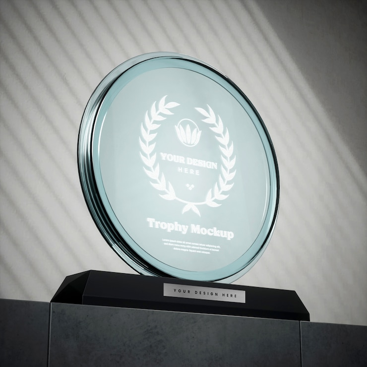 PSD maqueta de trofeo de vidrio