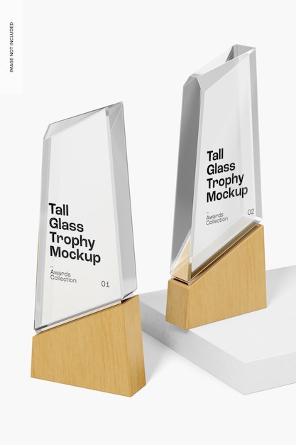 Maqueta de trofeos de cristal alto, perspectiva