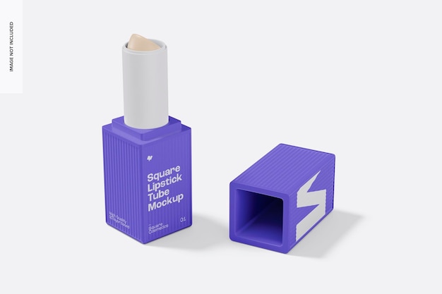 Maqueta de Tubo de Lápiz Labial Cuadrado, Abierto