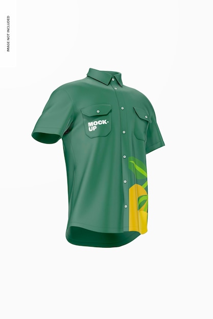 Maqueta de uniforme de camisa de supermercado, vista de ángulo bajo