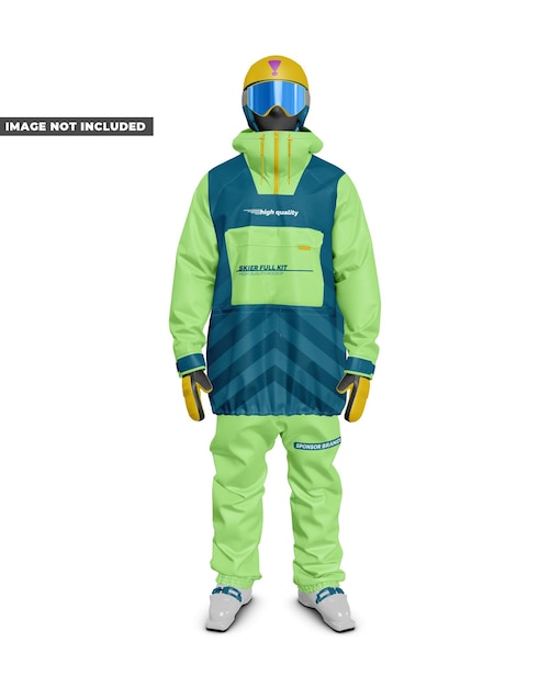 Maqueta de uniforme de kit completo de esquiador