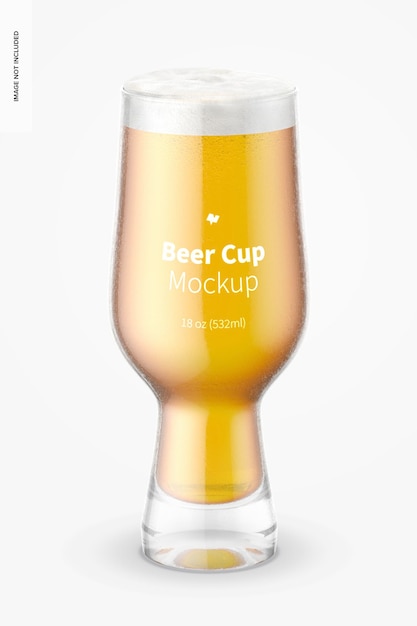 PSD maqueta de vaso de cerveza de 18 oz, vista frontal