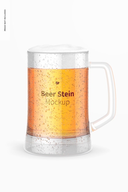 PSD maqueta de vaso de cerveza stein, vista frontal