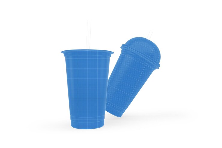 Maqueta de vaso de plástico transparente