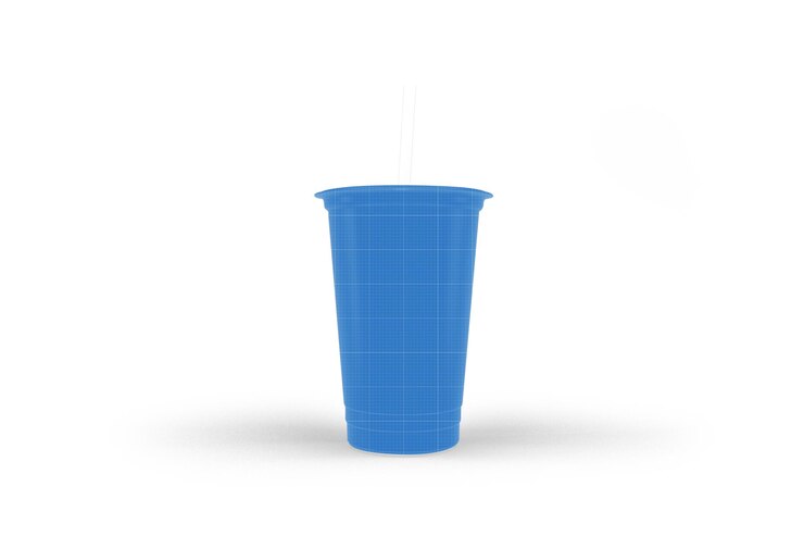 Maqueta de vaso de plástico transparente