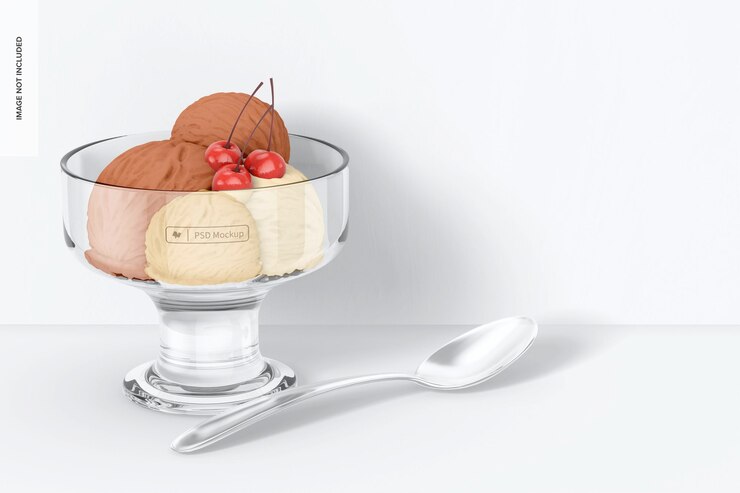 PSD maqueta de vaso de postre pequeño, perspectiva