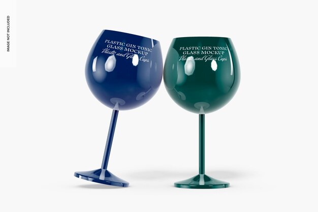 Maqueta de vasos de plástico para gin tonic, vista frontal