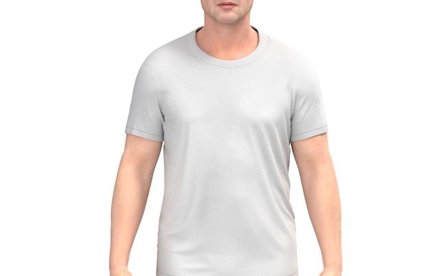 PSD maqueta de vista frontal de modelo de camiseta blanca en blanco