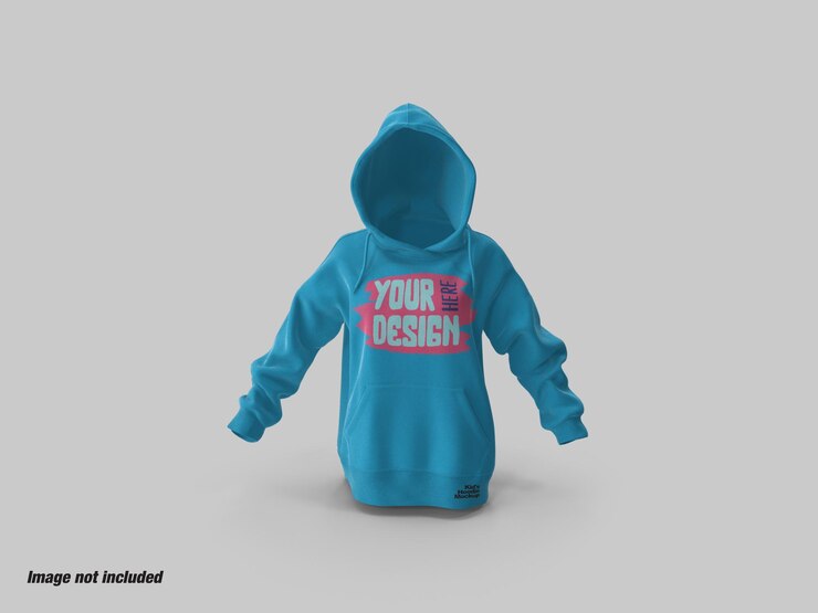 PSD maqueta de vista frontal de sudadera con capucha para niños o adolescentes