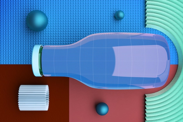 PSD maqueta de vista superior de botella de bebida