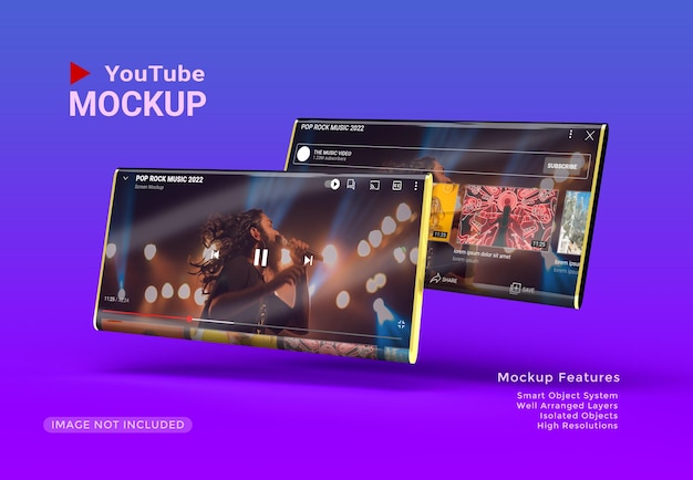 Maqueta de You Tube de teléfono móvil con pantalla 3D