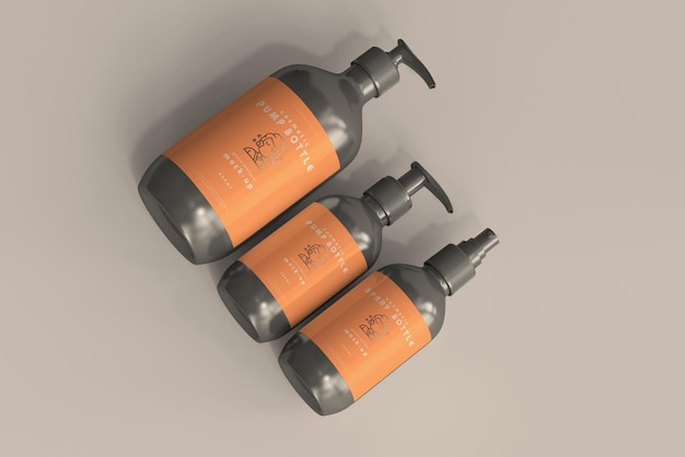 Maquetas de botella de bomba cosmética y botella de spray