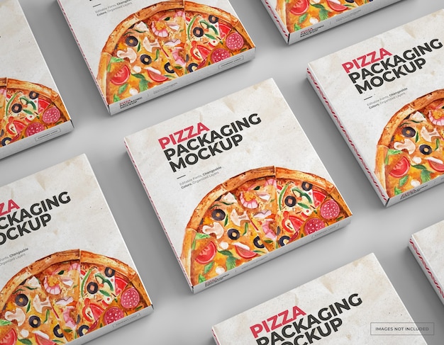 Maquetas de cajas de pizza con diseño editable